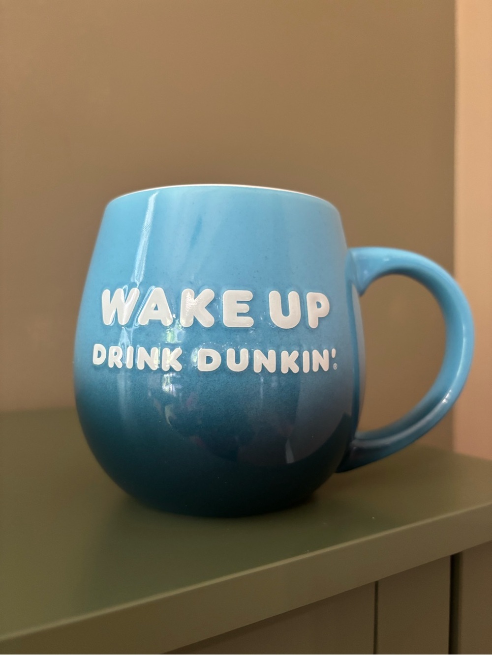 2019 Dunkin' Donuts Wake Up (Be Awesome) Drink Dunkin' Large Blue Coffee Mug New